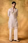 Buy_MUKTI AND KAVITH CASA_Ivory Tissue Embroidery Elegance Kurta Pant Set _Online_at_Aza_Fashions