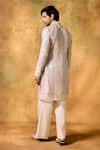Shop_MUKTI AND KAVITH CASA_Ivory Tissue Embroidery Elegance Kurta Pant Set _at_Aza_Fashions