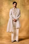 Buy_MUKTI AND KAVITH CASA_Ivory Tissue Embroidery Elegance Kurta Pant Set _at_Aza_Fashions
