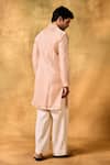 Shop_MUKTI AND KAVITH CASA_Pink Tissue Embroidery Sunset Bloom Kurta Set _at_Aza_Fashions