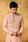 Buy_MUKTI AND KAVITH CASA_Pink Tissue Embroidery Sunset Bloom Kurta Set _Online_at_Aza_Fashions
