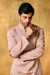 Buy_MUKTI AND KAVITH CASA_Pink Tissue Embroidery Blush Bloom Kurta Set _Online_at_Aza_Fashions