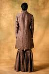 Shop_MUKTI AND KAVITH CASA_Brown Tissue Embroidery Designer Tan Kurta Sharara Set _at_Aza_Fashions
