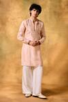 Buy_MUKTI AND KAVITH CASA_Pink Tissue Embroidery Dusky Rose Kurta Set _at_Aza_Fashions