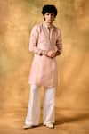 Buy_MUKTI AND KAVITH CASA_Pink Tissue Embroidery Dusky Rose Kurta Set _Online_at_Aza_Fashions