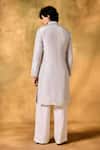 Shop_MUKTI AND KAVITH CASA_Gray Tissue Embroidery Smoky Grey Kurta Set _at_Aza_Fashions