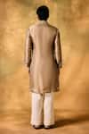 Shop_MUKTI AND KAVITH CASA_Gold Tissue Embroidery Dawn Kurta Set _at_Aza_Fashions