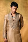 Shop_MUKTI AND KAVITH CASA_Gold Tissue Embroidery Dawn Kurta Set _Online_at_Aza_Fashions