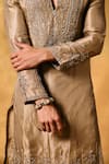 MUKTI AND KAVITH CASA_Gold Tissue Embroidery Dawn Kurta Set _at_Aza_Fashions