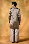 Shop_MUKTI AND KAVITH CASA_Gray Tissue Embroidery Silver Mist Kurta Set _at_Aza_Fashions
