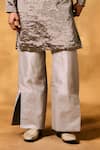 MUKTI AND KAVITH CASA_Gray Tissue Embroidery Silver Mist Kurta Set _Online_at_Aza_Fashions