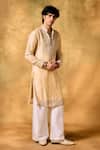Buy_MUKTI AND KAVITH CASA_Beige Tissue Embroidery Sandy Dunes Kurta Set 