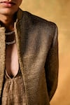 Shop_MUKTI AND KAVITH CASA_Gold Chiffon, Silk Beads Aura Jacket Kurta Set _Online_at_Aza_Fashions