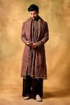 Buy_MUKTI AND KAVITH CASA_Purple Crepe Embroidery Regal Crush Sherwani Jacket Set _at_Aza_Fashions