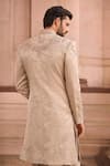 Shop_MUKTI AND KAVITH CASA_Gold Brocade, Silk Pearls, Embroidery Sherwani Set _at_Aza_Fashions