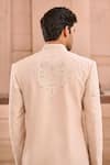 Shop_MUKTI AND KAVITH CASA_Pink Silk Embroidery Powder Sherwani Set _at_Aza_Fashions