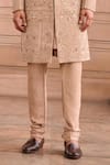 MUKTI AND KAVITH CASA_Gold Chanderi Sequins, Embroidery Classic Sherwani Set _Online_at_Aza_Fashions