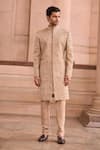 Buy_MUKTI AND KAVITH CASA_Gold Chanderi Sequins, Embroidery Classic Sherwani Set _at_Aza_Fashions