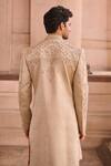 Shop_MUKTI AND KAVITH CASA_Gold Chanderi Sequins, Embroidery Classic Sherwani Set _at_Aza_Fashions