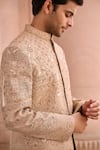 Buy_MUKTI AND KAVITH CASA_Gold Chanderi Sequins, Embroidery Classic Sherwani Set _Online_at_Aza_Fashions