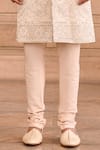 Shop_MUKTI AND KAVITH CASA_Ivory Silk Embroidery Threadwork Embellished Sherwani Set _Online_at_Aza_Fashions