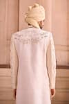 Shop_MUKTI AND KAVITH CASA_Pink Silk Beads Royal Raw Sherwani Set _at_Aza_Fashions