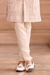 MUKTI AND KAVITH CASA_Pink Silk Beads Royal Raw Sherwani Set _Online_at_Aza_Fashions