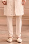MUKTI AND KAVITH CASA_Ivory Lucknowi Sherwani Set _Online_at_Aza_Fashions