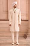 Buy_MUKTI AND KAVITH CASA_Ivory Lucknowi Sherwani Set _at_Aza_Fashions