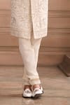MUKTI AND KAVITH CASA_Ivory Silk Embroidery, Beads Legacy Sherwani Set _Online_at_Aza_Fashions