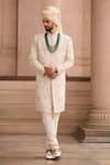 Buy_MUKTI AND KAVITH CASA_Ivory Silk Embroidery, Beads Legacy Sherwani Set _at_Aza_Fashions