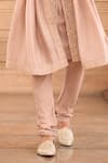 MUKTI AND KAVITH CASA_Pink Silk Embroidery Blush Resham Sherwani Set _Online_at_Aza_Fashions