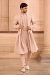 Buy_MUKTI AND KAVITH CASA_Pink Silk Embroidery Blush Resham Sherwani Set _at_Aza_Fashions