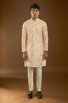 Buy_Arihant Rai Sinha_White Cotton, Polyester, Viscose Embroidery, Sequins Thread Work Kurta Set _at_Aza_Fashions