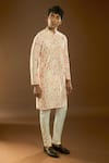 Shop_Arihant Rai Sinha_White Cotton, Polyester, Viscose Embroidery, Sequins Thread Work Kurta Set _Online_at_Aza_Fashions