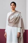 Shop_Shaza_Brown Embroidered Stole _at_Aza_Fashions