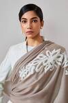 Shaza_Brown Embroidered Stole _Online_at_Aza_Fashions