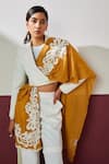 Shaza_Yellow Designer Velvet Affair Stole _Online_at_Aza_Fashions