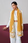Shop_Shaza_Yellow Designer Velvet Affair Stole _at_Aza_Fashions