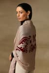 Shop_Shaza_Beige And Red Velvet Affair Stole _at_Aza_Fashions