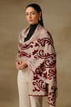 Buy_Shaza_Beige And Red Velvet Affair Stole _at_Aza_Fashions