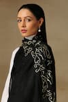 Shop_Shaza_Black Vineyard Stole With Gold Detailing _at_Aza_Fashions