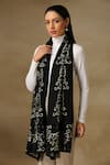 Buy_Shaza_Black Vineyard Stole With Gold Detailing _at_Aza_Fashions