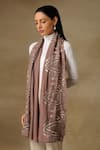 Shop_Shaza_Brown Zari Detailing Vineyard Stole _at_Aza_Fashions