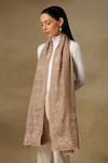 Buy_SHAZA_Beige Embroidered Vineyard Stole _at_Aza_Fashions