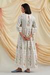 Shop_Pozruh by Aiman_White Cotton, Hemp Embroidery Round Neck Bouquet Maxi Dress _at_Aza_Fashions