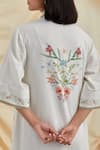 Pozruh by Aiman_White Cotton, Hemp Embroidery Collared Bouquet Shirt Dress _Online_at_Aza_Fashions