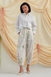 Pozruh by Aiman_White Cotton, Hemp Embroidery Collared Designer Lily Shirt _Online_at_Aza_Fashions
