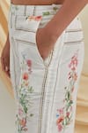 Pozruh by Aiman_White Cotton, Hemp Embroidery Round Neck Floral Swayer Top And Trouser Set _at_Aza_Fashions