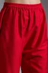 Neha Gursahani_Red Silk Smocking Collared Smocked Top And Pant Set _at_Aza_Fashions